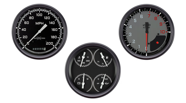Classic Instruments AutoCross Gray Three Gauge Set - AX53GBLF