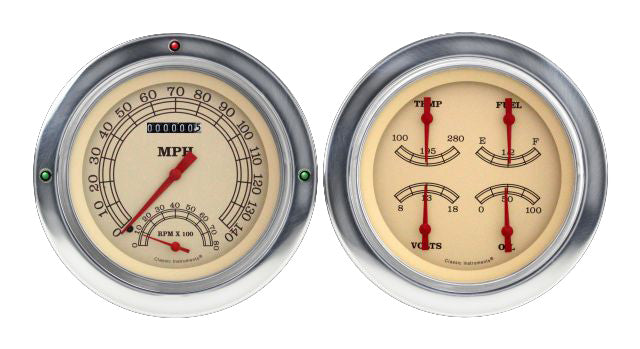 Classic Instruments 1954-1955 Chevy Truck Vintage 5" Speedometer/Tachometer/Quad-Ls - CT54VT62-LS