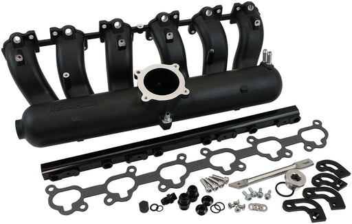 Aeroflow Ford Falcon FG Barra Intake Manifold - Black Finish -8ORB Fuel Rails to suit 14mm 3/4" Length Fuel Injectors (AF6228-7000) AF6228-7000