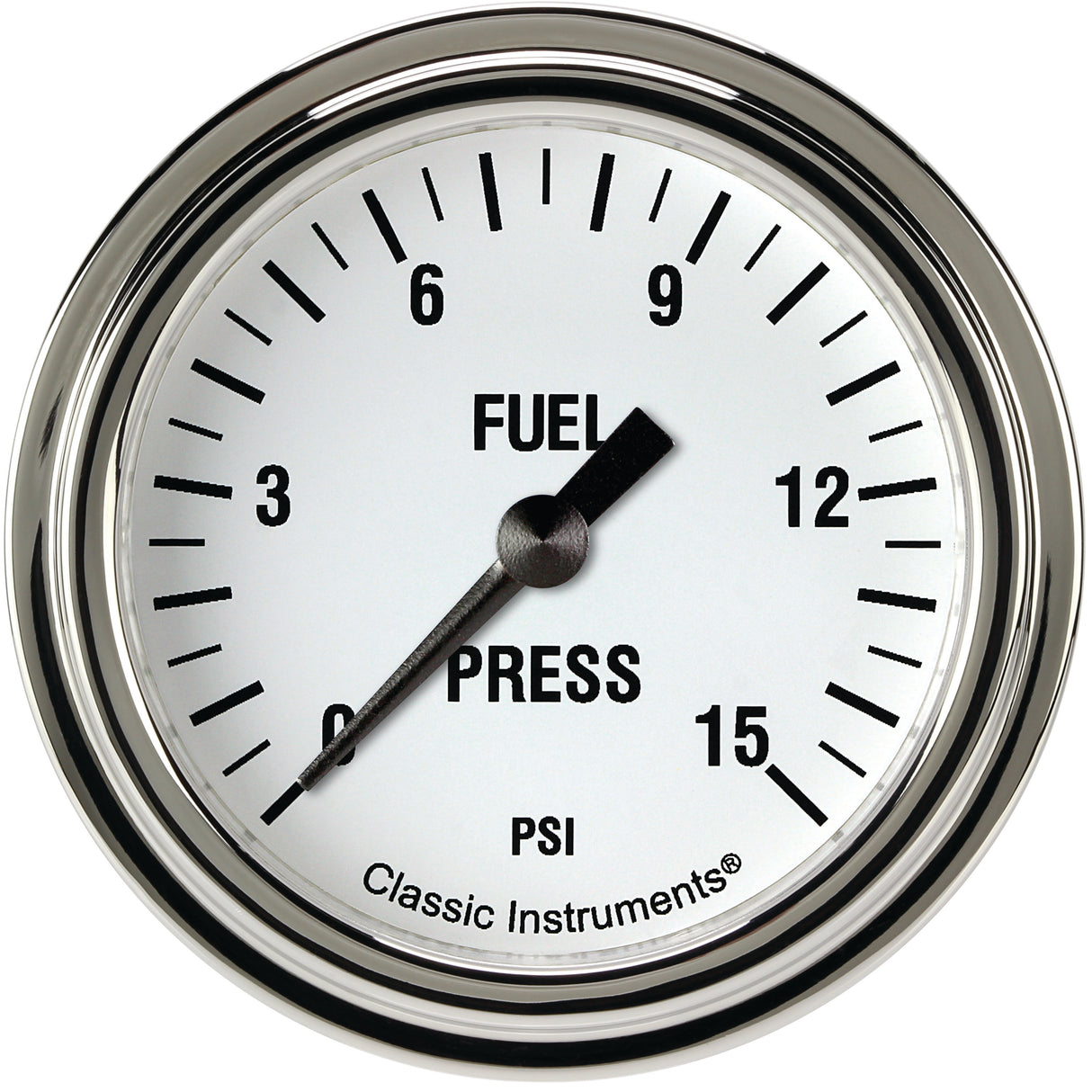 Classic Instruments White Hot 2 5/8" Fuel Pressure Gauge, 15 psi - WH345SLF