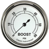 Classic Instruments Classic White 2-5/8" Boost Gauge (60 PSI) - CW343SLF