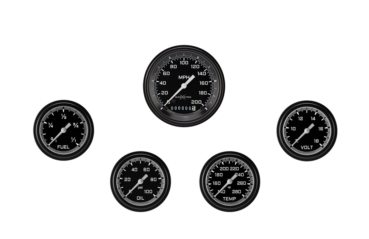 Classic Instruments AutoCross Gray Five Gauge Set 300 - AX300GBLF