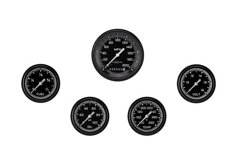 Classic Instruments AutoCross Gray Five Gauge Set 300 - AX300GBLF