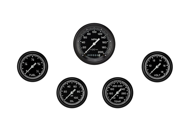 Classic Instruments AutoCross Gray Five Gauge Set 300 - AX300GBLF