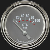 Classic Instruments Silver Gray 2 5/8" Oil Pressure Gauge - SG281SLF