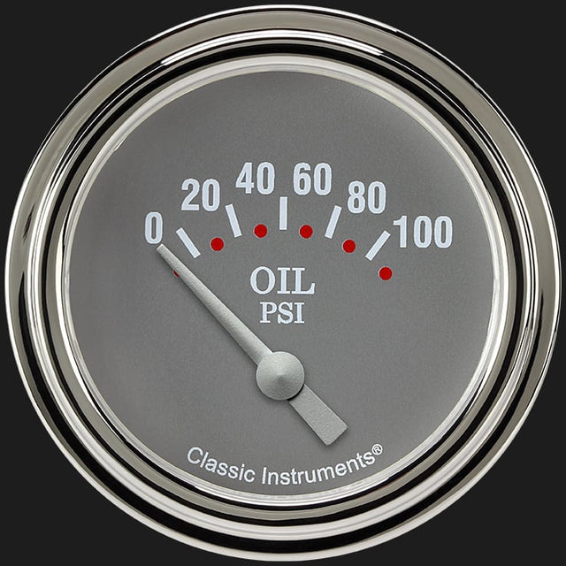 Classic Instruments Silver Gray 2 5/8" Oil Pressure Gauge - SG281SLF