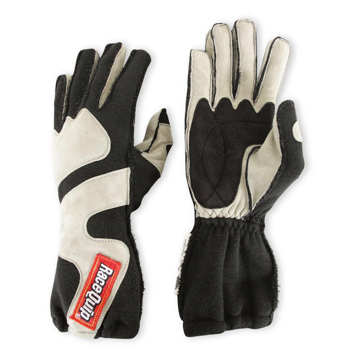 Racequip SFI 3.3/5 Black / Gray Outseam Short Gauntlet Nomex Race Gloves - Medium - 356603RQP
