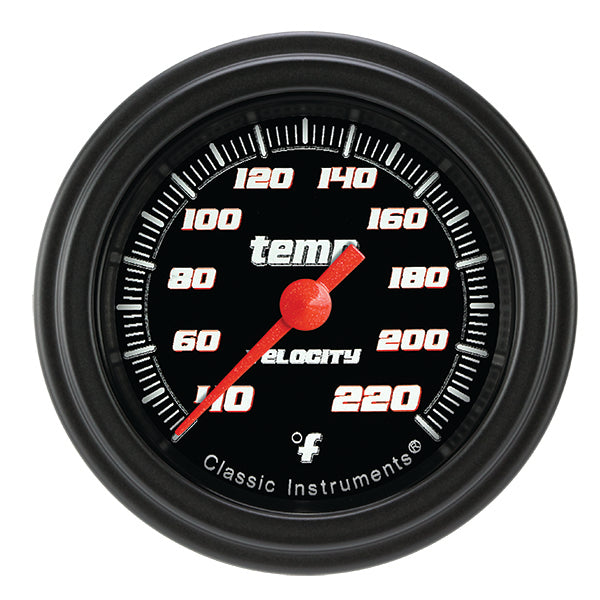Classic Instruments Velocity Black 2 1/8" Stock Eliminator Temp. Gauge - VS129BBLF