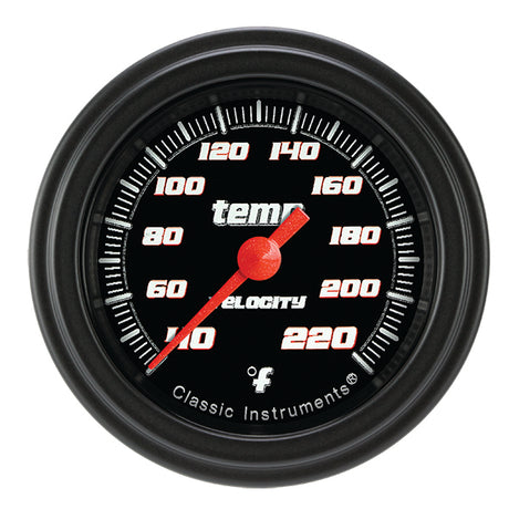 Classic Instruments Velocity Black 2 1/8" Stock Eliminator Temp. Gauge - VS129BBLF