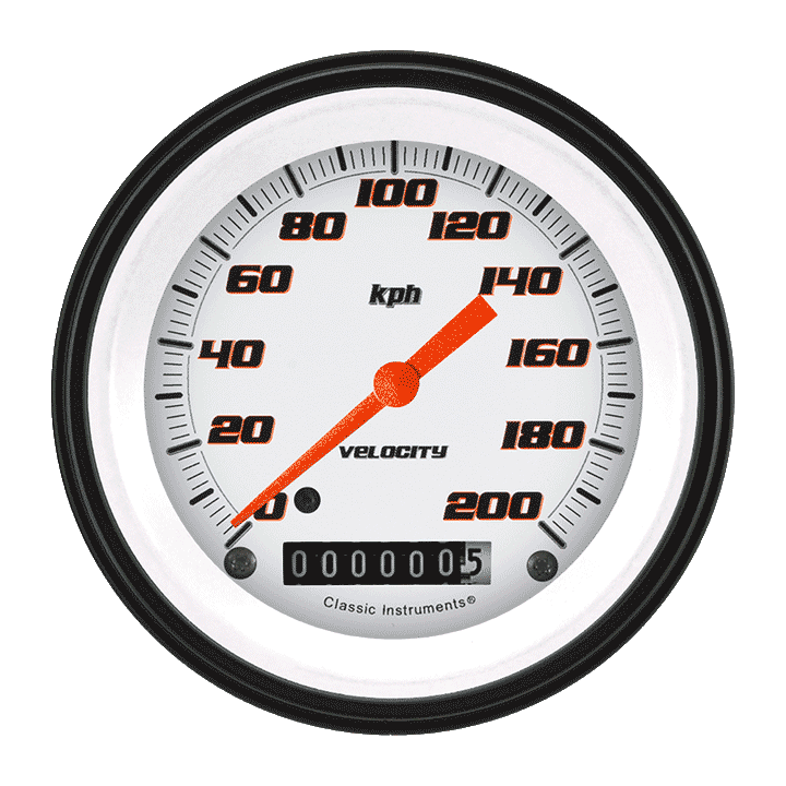 Classic Instruments Velocity White 3 3/8" Speedometer - VS59WBLF