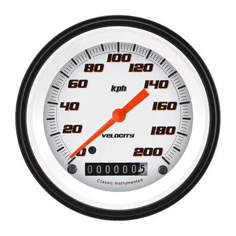 Classic Instruments Velocity White 3 3/8" Speedometer - VS59WBLF
