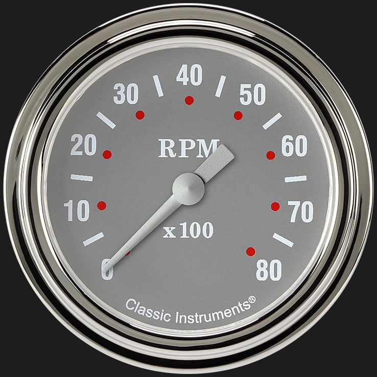 Classic Instruments Silver Gray 2 5/8" Tachometer - SG383SLF