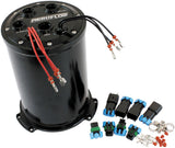 Aeroflow Triple EFI Fuel Pump Round Surge Tank - Black 5 Liter (1.25 Gal), -10 ORB Outlet With -8 ORB Returns (AF77-4056BLK) AF77-4056BLK