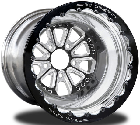 RC Comp Exile 15" x 9" Wheel, Polished with Black Eclipse Finish Centre, Single Beadlock - RCCSC40X1P1B-02B RCCSC40X1P1B-02B
