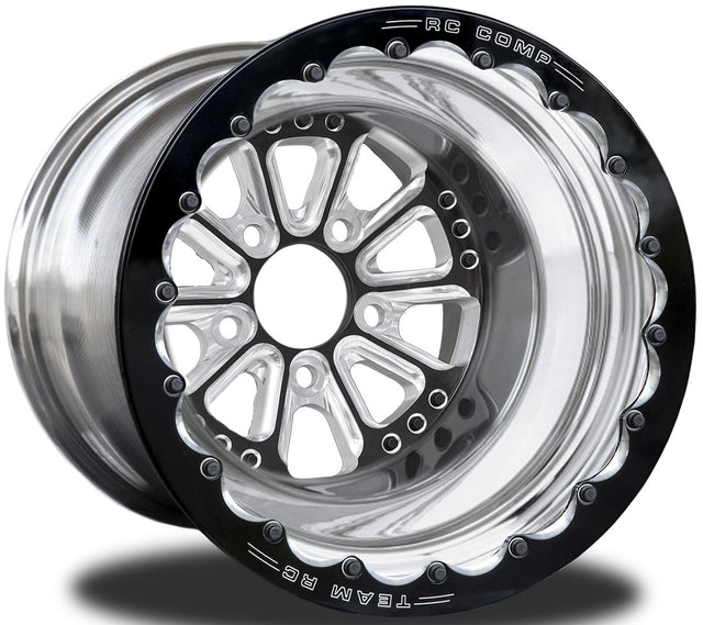 RC Comp Exile 15" x 9" Wheel, Polished with Black Eclipse Finish Centre, Single Beadlock - RCCSC40X1P1B-02B RCCSC40X1P1B-02B