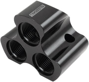 Aeroflow 4 Port Inline Distribution Block - Black Finish 3 x -10 ORB Ports, 1 x -12 ORB Port (AF935-12-10BLK)