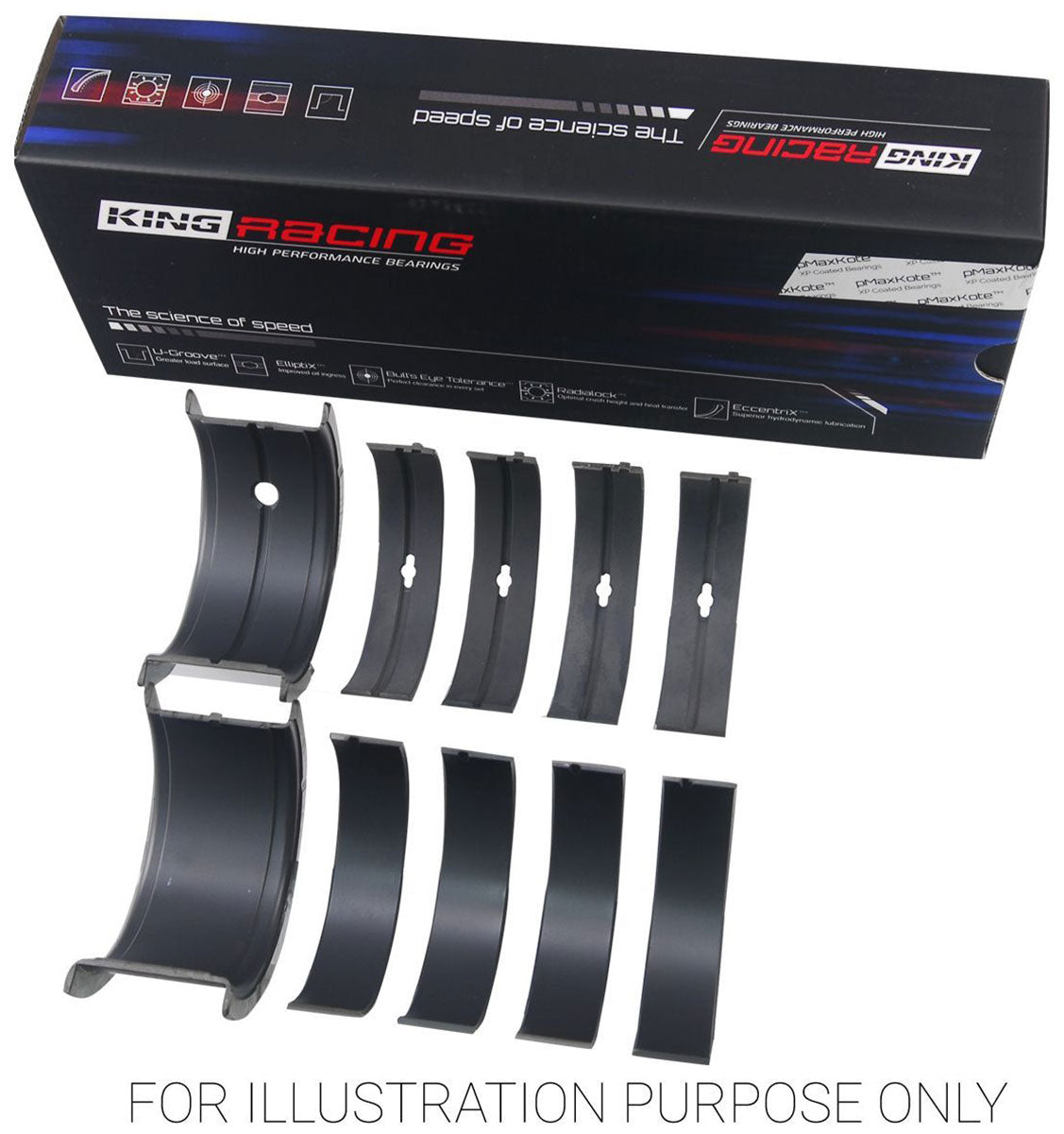 King XPC Series Main Bearing Set, STD With .001" Xtra Clearance - KBMB509XPC STDX KBMB509XPC STDX