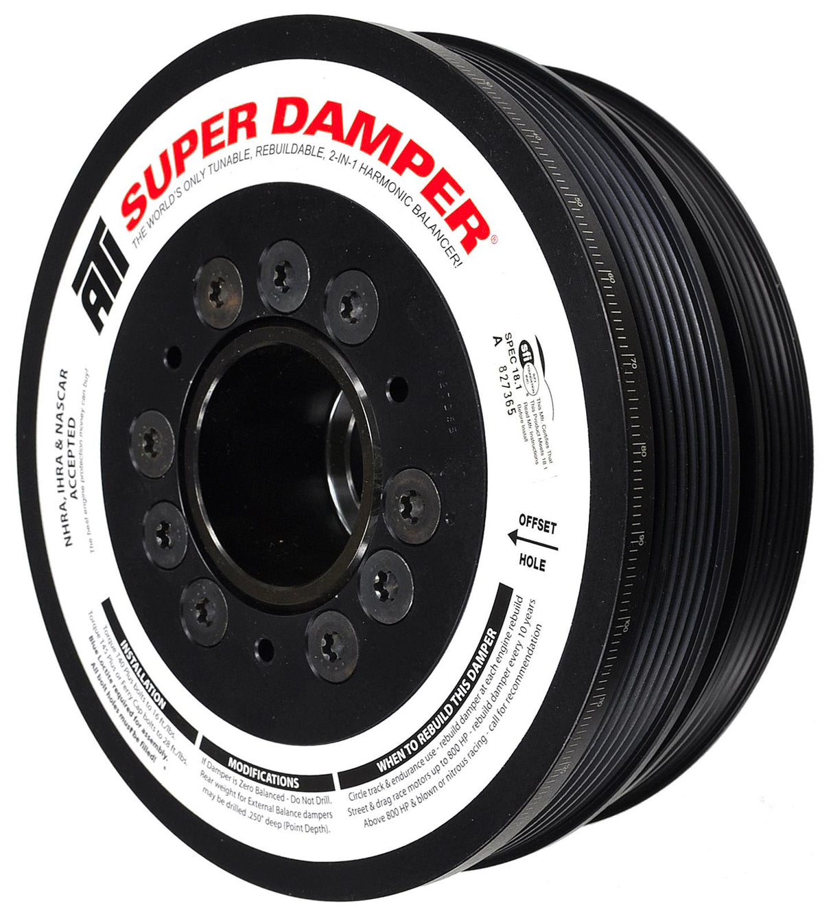 ATI Serpentine SFI 18.1 Super Damper - 7.480 in OD - Black - Internal Balance - GM LS-Series 917266