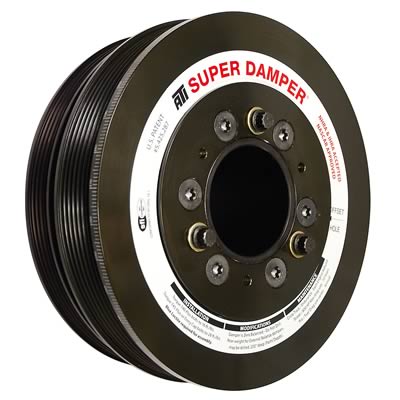 ATI Serpentine SFI 18.1 Super Damper - 7.425 in OD - AC Pulley - Black Oxide - Internal Balance - GM LS-Series