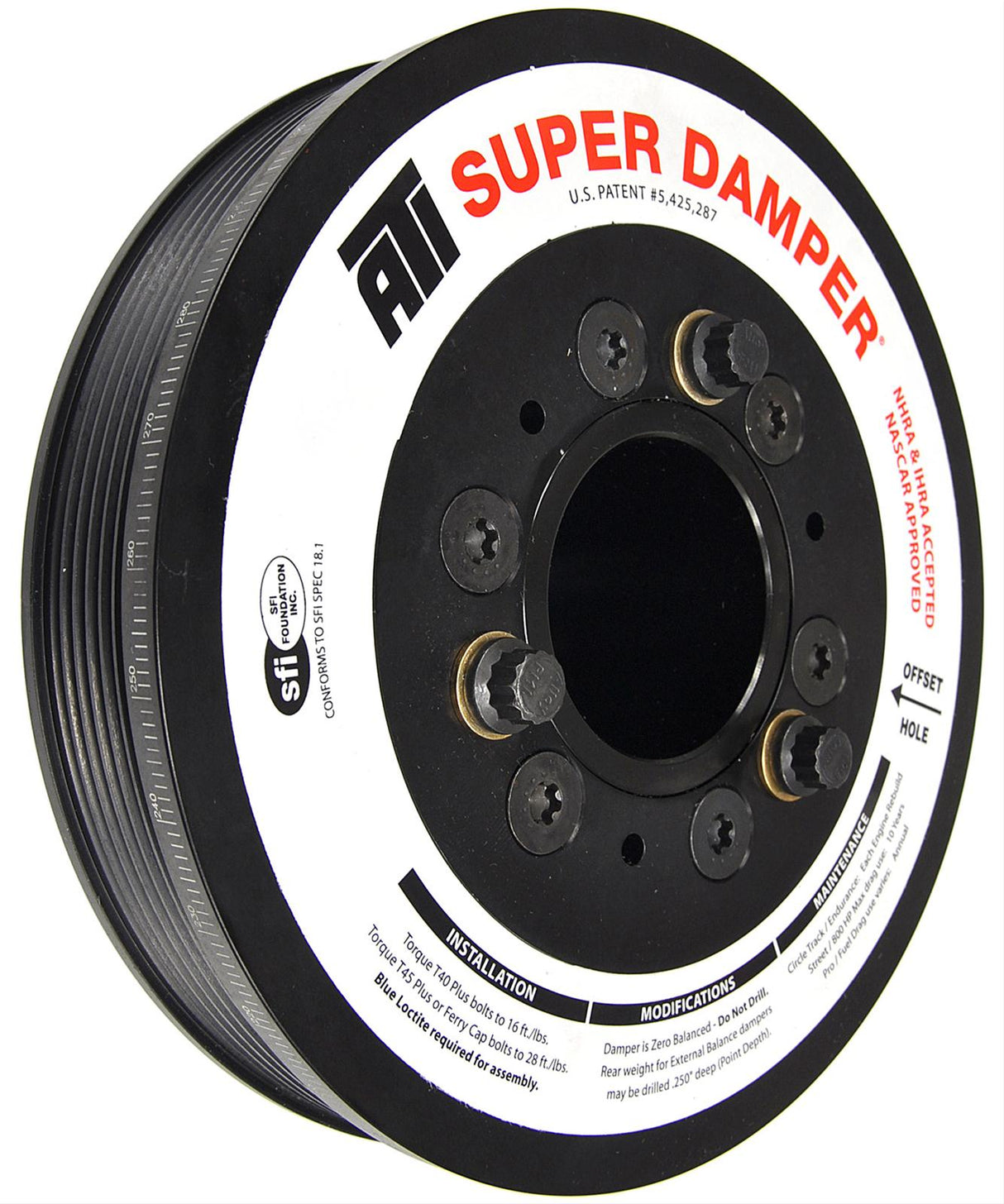 ATI Serpentine SFI 18.1 Super Damper - 7.480 in OD - Black - Internal Balance - GM LS-Series 917302