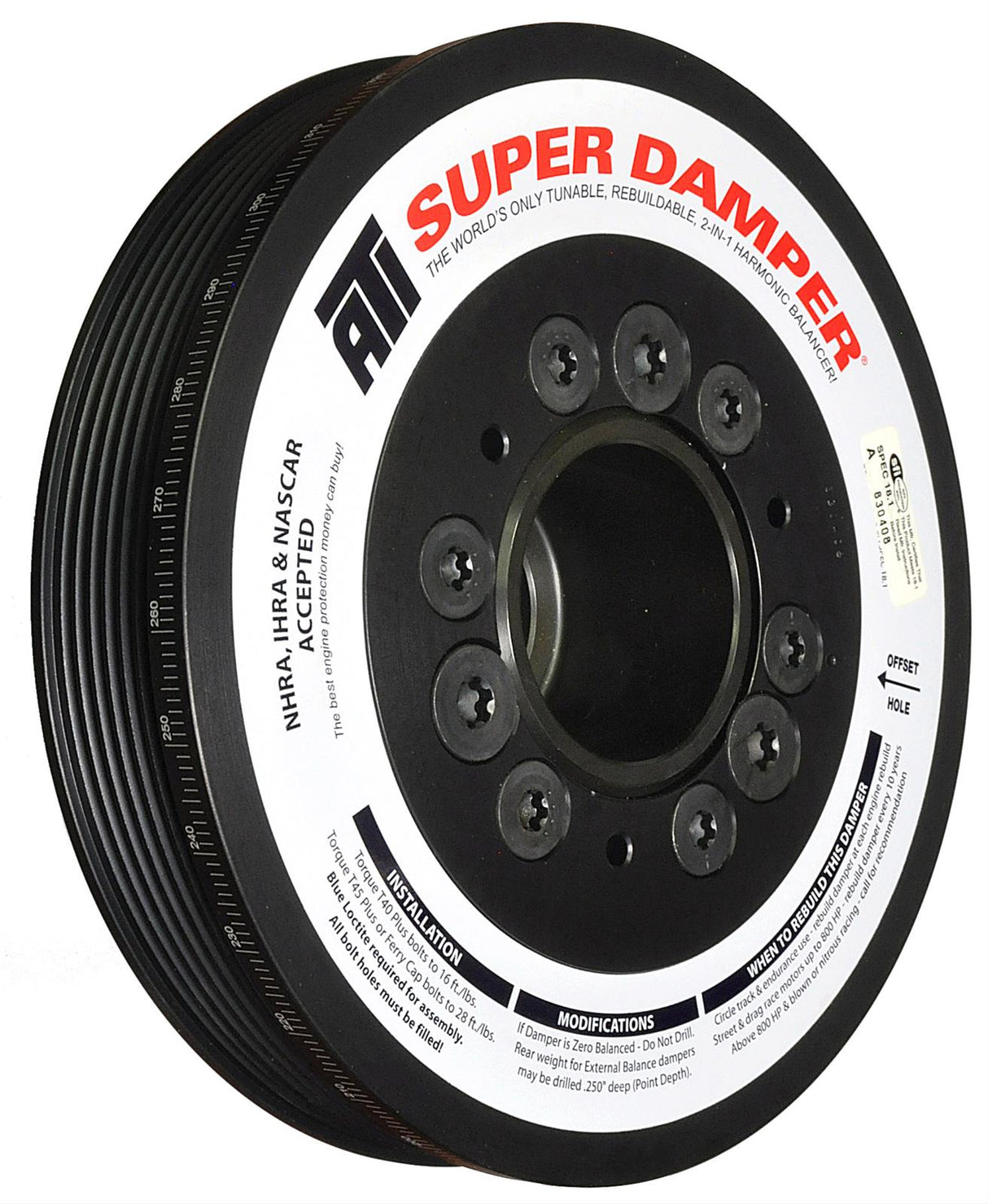 ATI Serpentine Super Damper Harmonic Balancer - 7.500" OD - SFI 18.1 - Aluminum / Steel - Black - Internal Balance - GM LS-Series