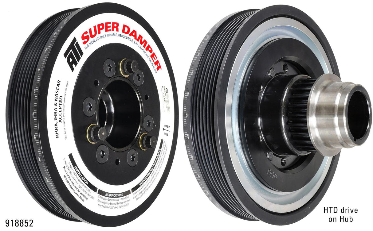 ATI Serpentine Super Damper Harmonic Balancer - 7.530" OD - SFI 18.1 - Aluminum - Black - Internal Balance - GM LS-Series