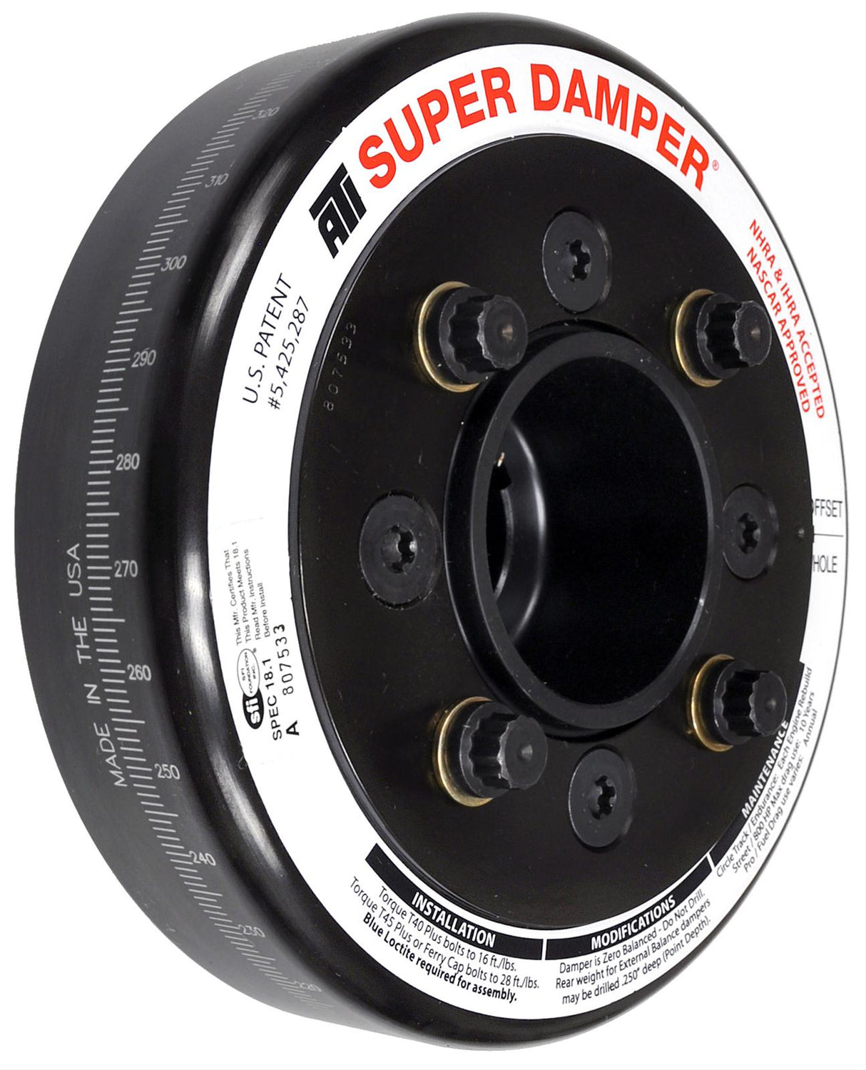 ATI Super Damper SFI 18.1 Harmonic Balancer - 6.325 in OD - Black Oxide - Internal Balance - Small Block Ford 918920