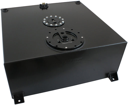 Aeroflow Aluminium 100 Liter (26 Gal) Fuel Cell Flat Bottom Triple 40mm Pump Hanger & Fuel Sender - Black 25-19/32" L x 25-19/32" W x 10-1/4" H (650mm L x 650mm W x 260mm H) (AF85-4091ASBLK) AF85-4091ASBLK