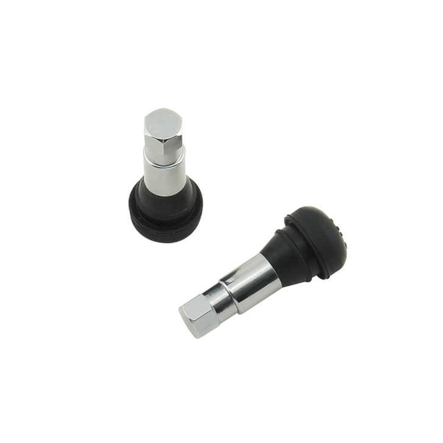 Mr Gasket Chrome Tire Valve Stems - Stock length - 1955MRG