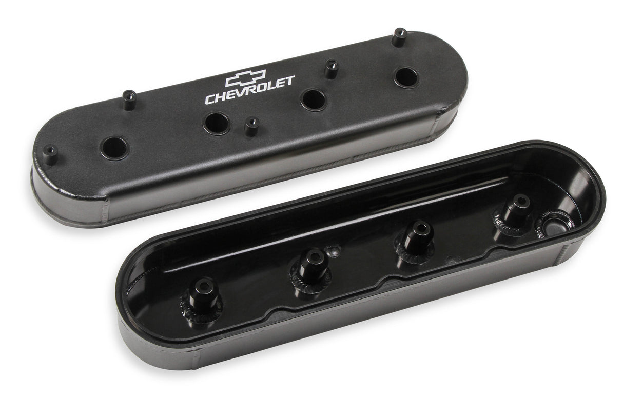 Holley 241-294 GM Track Series Valve Covers - Small Block Chevrolet Gen III/IV - LS - Satin Black