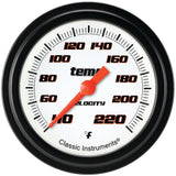 Classic Instruments Velocity White 2-5/8" Stock Eliminator Tempature Gauge - VS329WBLF