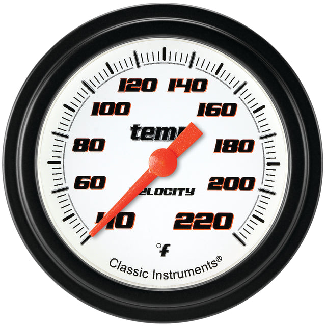 Classic Instruments Velocity White 2-5/8" Stock Eliminator Tempature Gauge - VS329WBLF