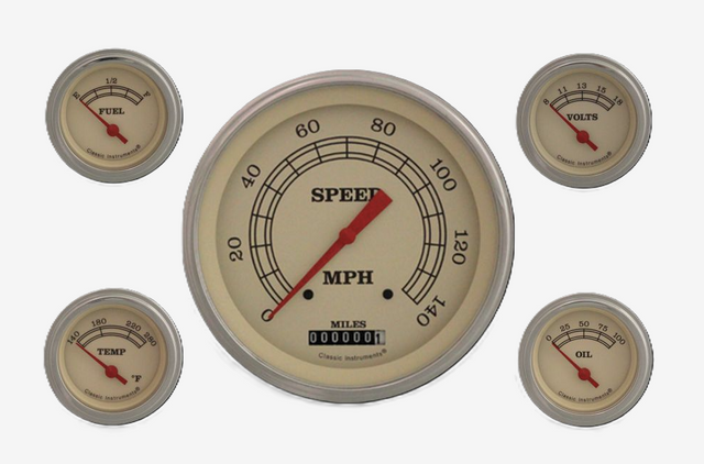 Classic Instruments Vintage 5" Speedometer With 2-1/8" Fuel/Oil/Temp/Volt GM - VT54GLF