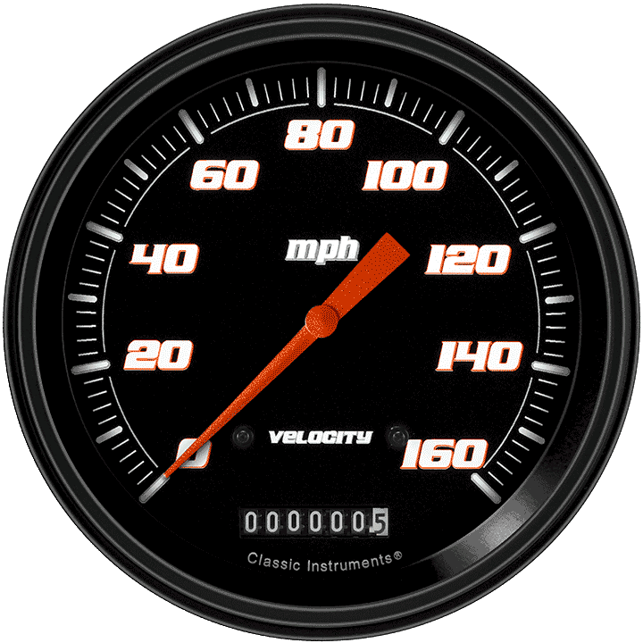 Classic Instruments VELOCITY BLACK 5IN SPEEDO 160MPH - VS56BBLC