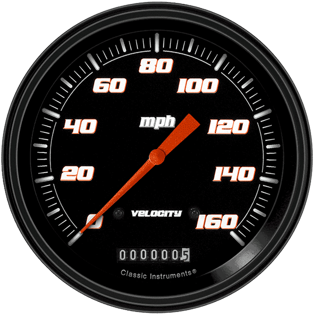 Classic Instruments VELOCITY BLACK 5IN SPEEDO 160MPH - VS56BBLC
