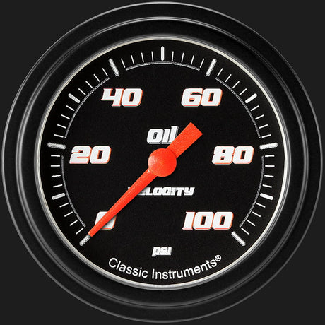 Classic Instruments Velocity Black 2 5/8" Oil Pressure Gauge - VS381BBLF