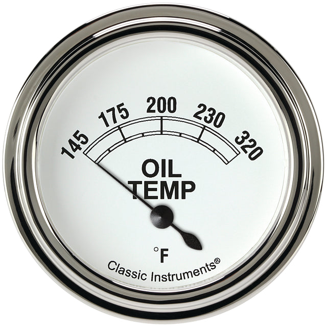 Classic Instruments Classic White 2-5/8" Oil Temperature Gauge - CW228SLF