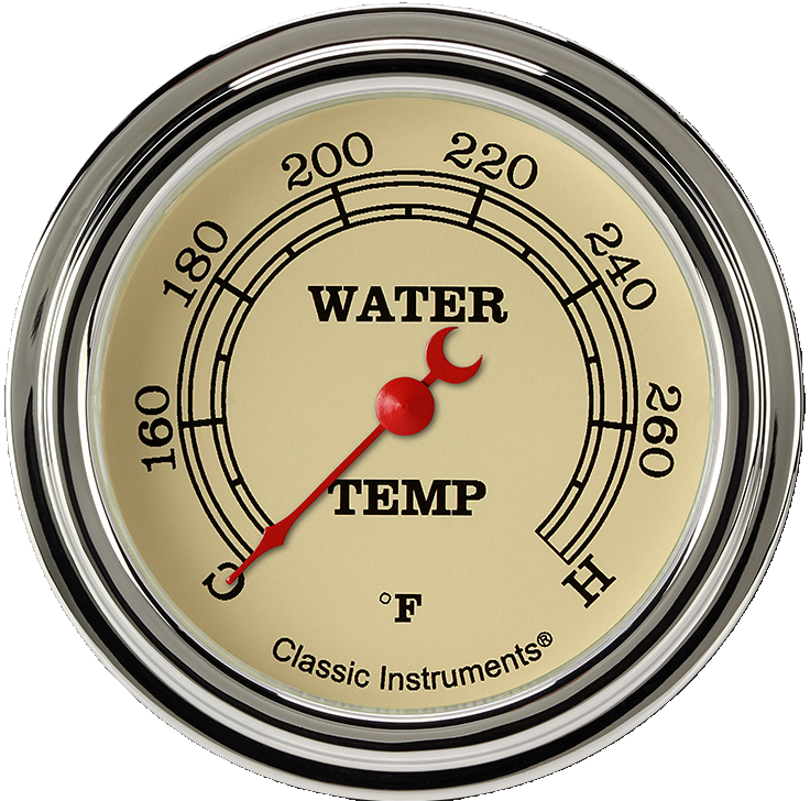 Classic Instruments Vitange 2 5/8" Full Sweep Water Temperature Gauge - VT326SLF-12