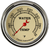 Classic Instruments Vitange 2 5/8" Full Sweep Water Temperature Gauge - VT326SLF-04