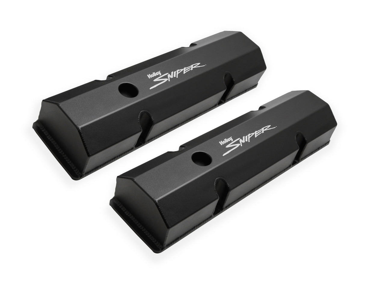 Holley 890010B Sniper Valve Cover - Fabricated Aluminum - SBC - Perimeter Bolt - Flat - Black