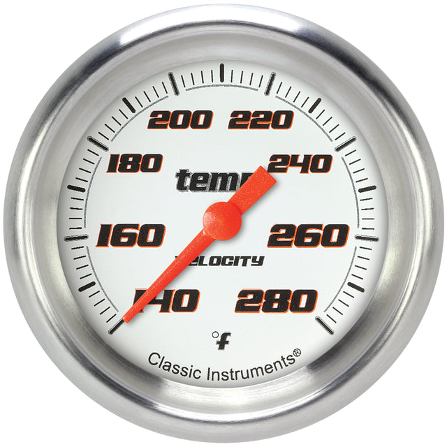 Classic Instruments Velocity White 2-5/8" Full Sweep Water Temp Gauge - VS326WAPF-06