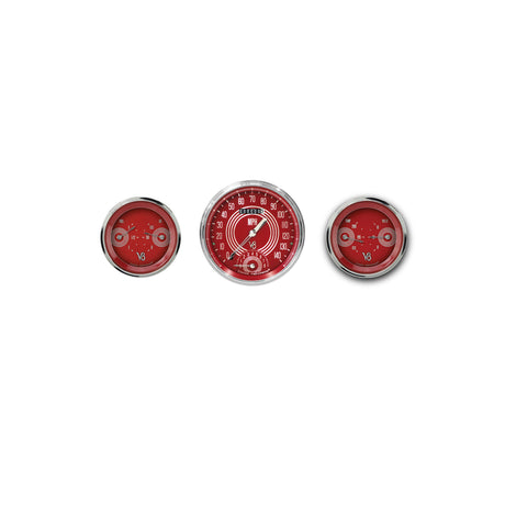 Classic Instruments V8 Red Steelie Three Gauge Set - V8RS61SLC