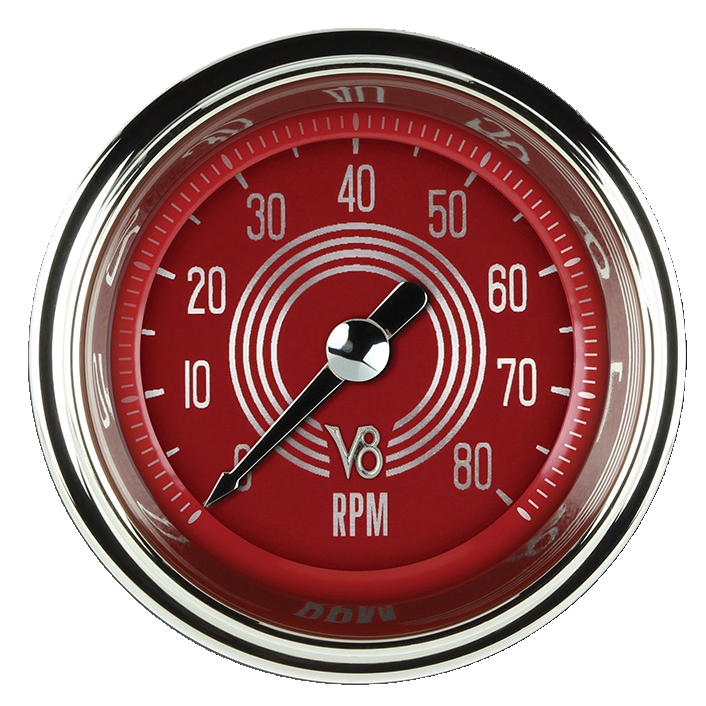 Classic Instruments V8 Red Steelie 2 1/8" Tachometer - V8RS183SHC