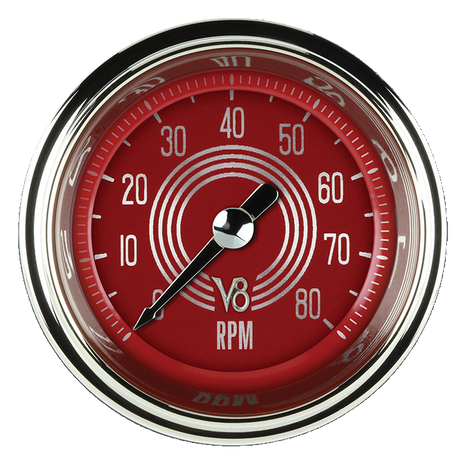 Classic Instruments V8 Red Steelie 2 1/8" Tachometer - V8RS183SHC