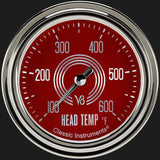 Classic Instruments V8 Red Steelie 2 5/8" Cylinder Head Temp. Gauge - V8RS397SLC