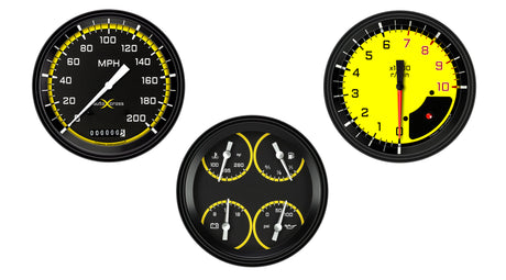 Classic Instruments AutoCross Yellow Three Gauge Set - AX53YBLF