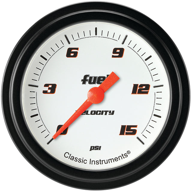 Classic Instruments Velocity White 2-5/8" Fuel Pressure Gauge (15 PSI) - VS345WBLF