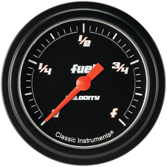 Classic Instruments Velocity Black 2-5/8" Fuel Level Gauge - VS309BBLF