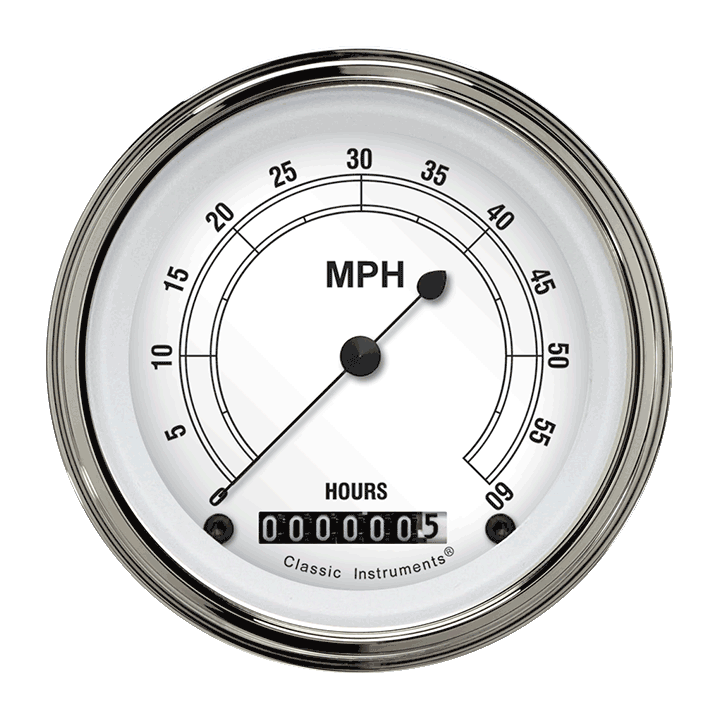 Classic Instruments Classic White 3 3/8" Low Speed Speedometer - LSCW