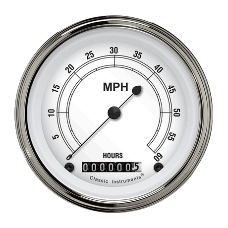 Classic Instruments Classic White 3 3/8" Low Speed Speedometer - LSCW